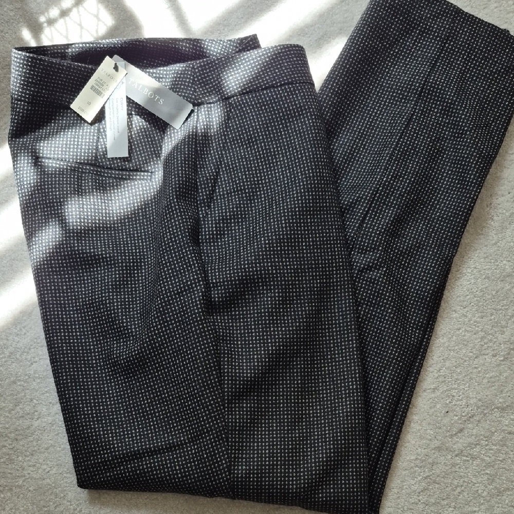 TALBOT'S Black and White Patterned Pants NWT